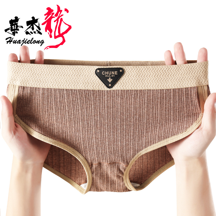 Huajielong New Cotton Solid Color Women's Triangle Panties Breathable Women's Briefs One-Piece Wholesale