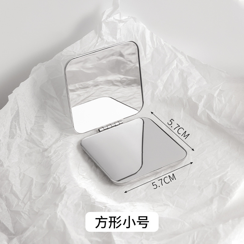 女性用両面小型ミラー、折りたたみ式ステンレス製化粧鏡、ポータブルフリップトップデスクトップ、スタンドアップおよび落下防止|undefined