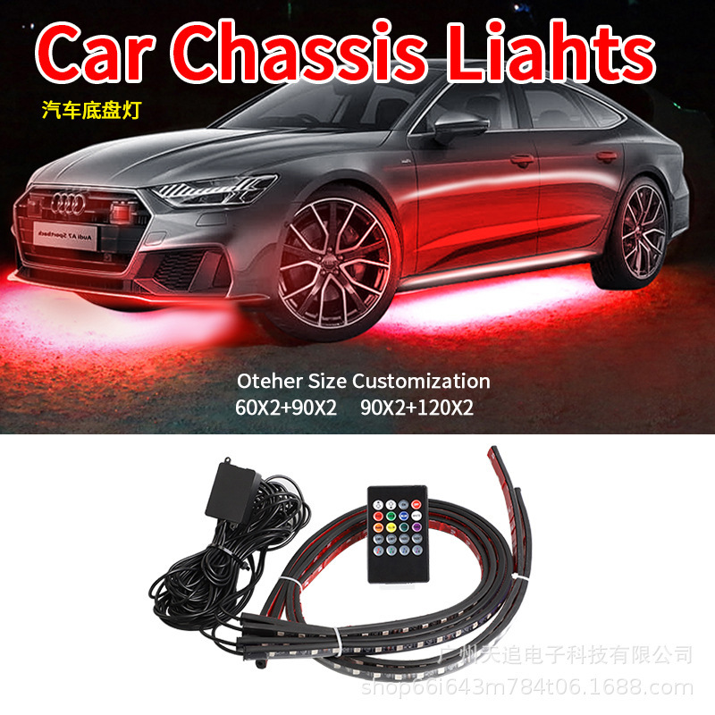 Cross-Border Hot Selling Car Led Chassis Light Modified Colorful Voice-Controlled Atmosphere Light Bluetooth App Decorative Light Strip 90*120