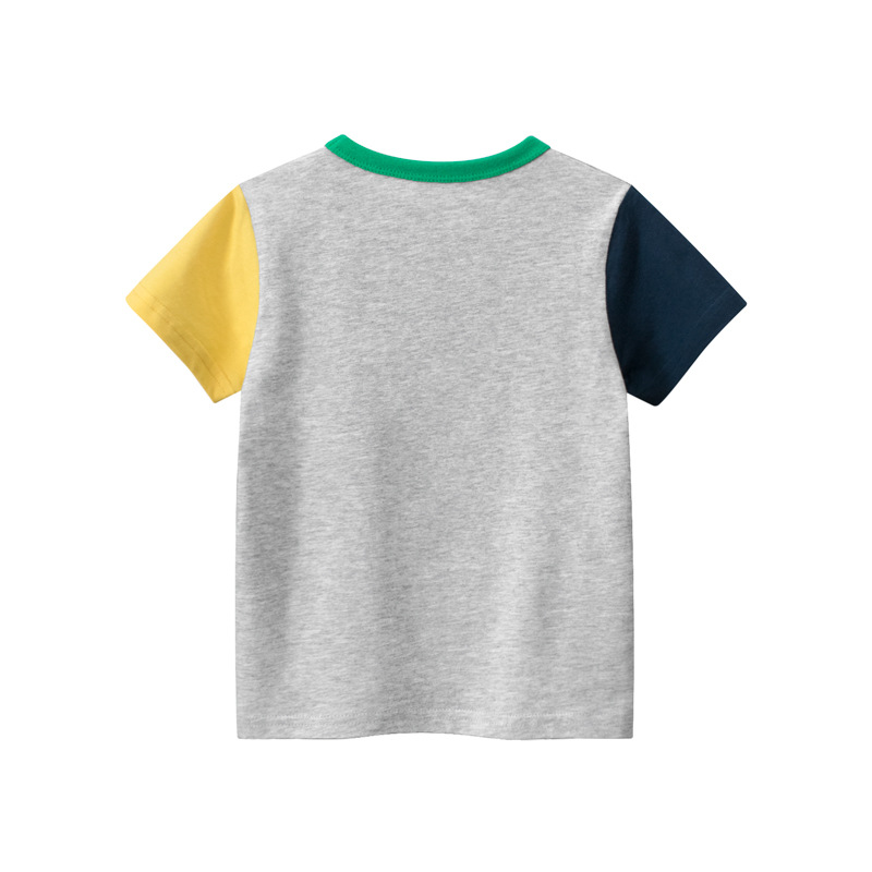 27 ropa para niños, novedad de verano, producto 20225, camiseta de manga corta para niños, ropa de estilo coreano para niños, patrón de tren, media manga