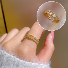True Gold Plated Open Ring for Women, Fashionable and Personalized Finger Ring for the Index Finger, Netizen Same Style, Simple and Cool Wind