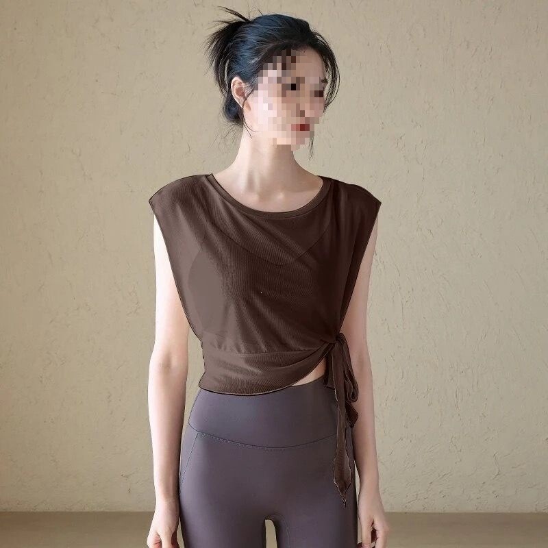 T5J New Summer Yoga T-Shirt for Women, Trendy and Stylish Top, Slim-Fit, Thin, Loose Sleeveless Sports Shirt