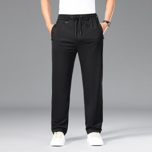 2025 New Summer Men's Plus Size Elastic Waist Sports Casual Pants Cotton Thin Pants