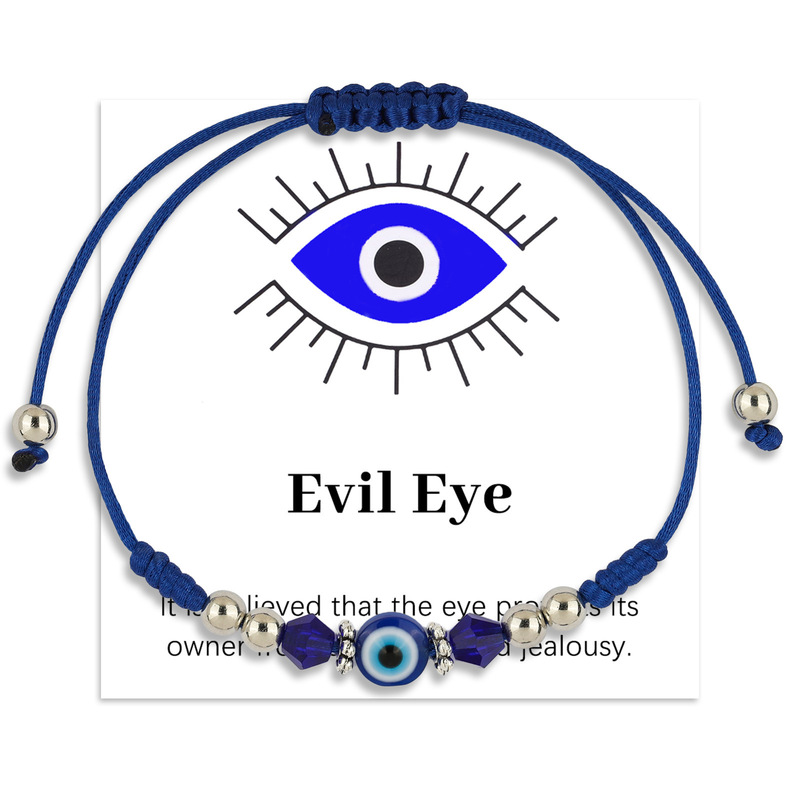 恶魔之眼菱形珠Eye手链金色隔片手工编织双股绳粉色恶魔之眼手链|undefined