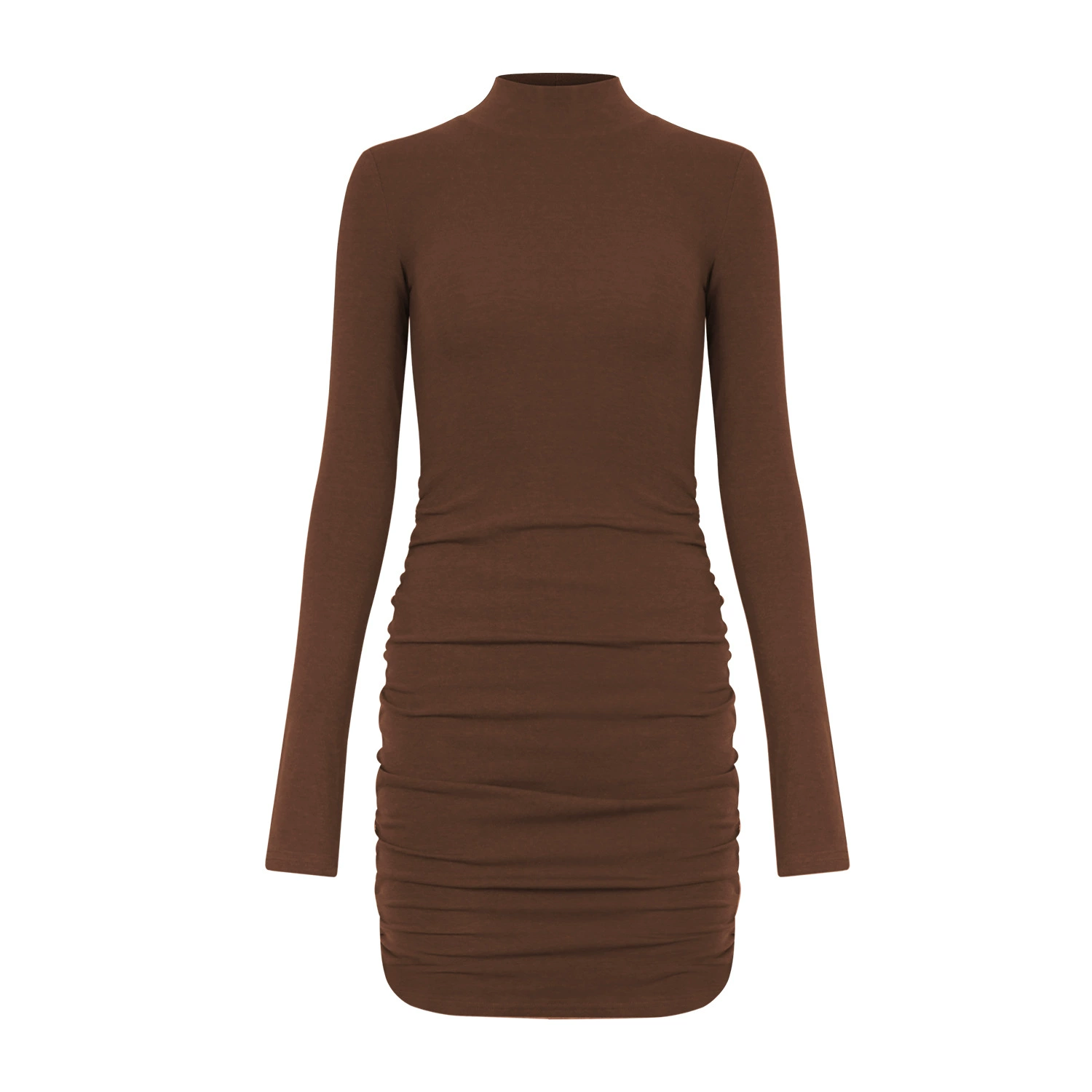 Горячая девушка с половинным вырезом с длинными рукавами и бедрами платье с кашемировой осенью и зимой