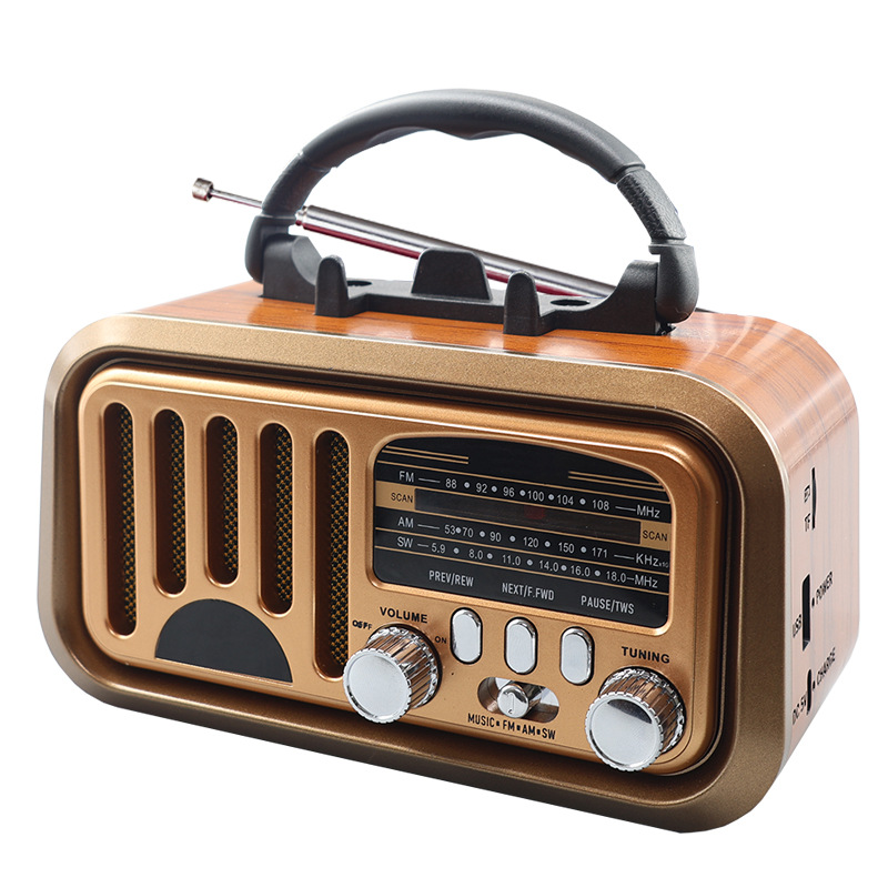 Transfronterizo nuevo estilo retro solar portátil multifunción radio de tres bandas radio con tarjeta audio Bluetooth