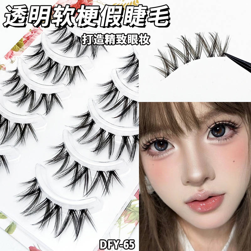 Perezoso ultra-fino tallo transparente curling tufted pestañas postizas naturales pequeño diablo de una sola pieza pestañas novato