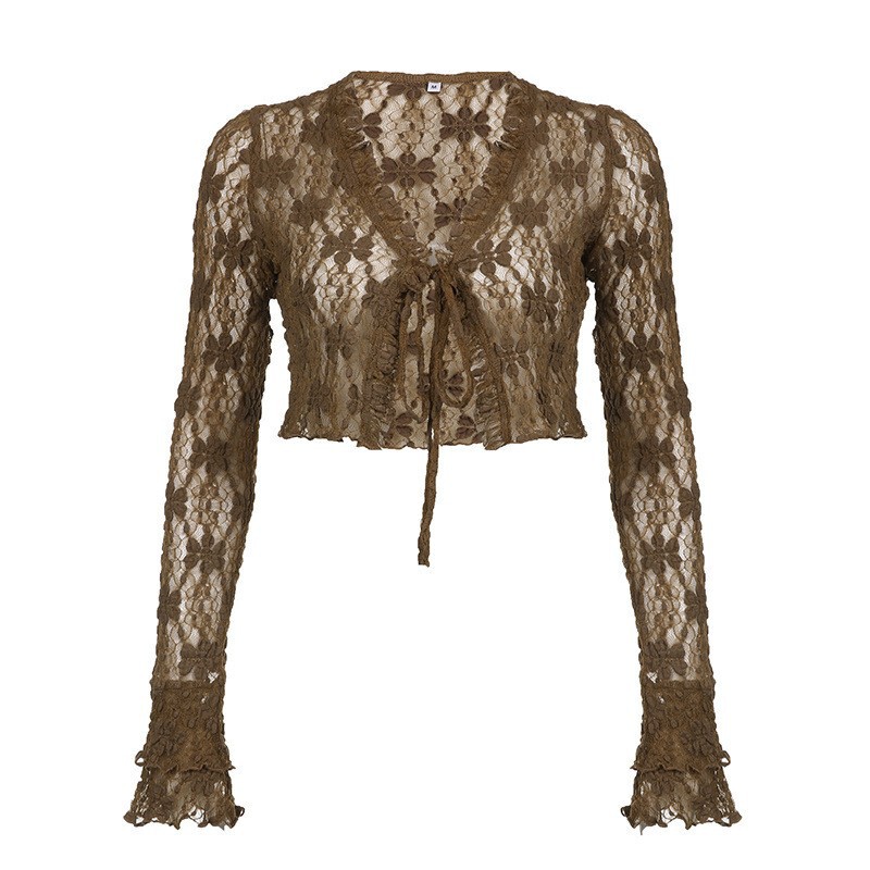 Wasteland-Style Lace Cardigan with a Vintage Feel, Exotic Romantic Tassels, Strapless Top for Women, Sweet and Cool, Unique and Close-Fitting