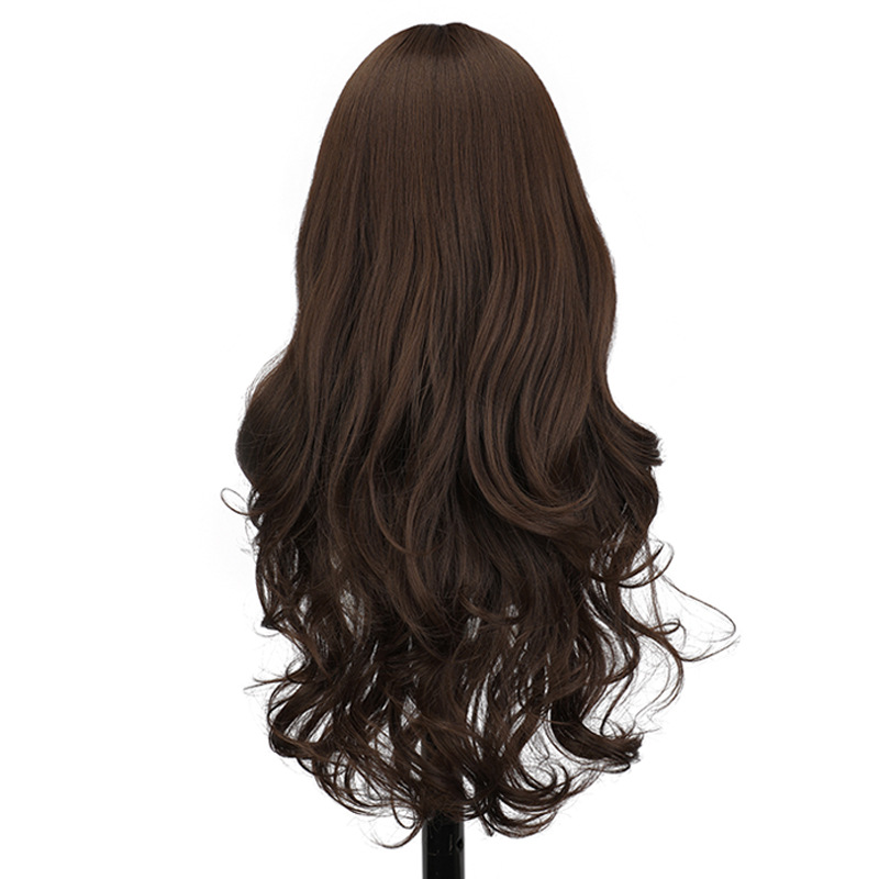 Jauna, karsti pārdota parūka sievietēm, lielviļņu, gari, cirtaini mati, moderna, pūkaina un dabiska, jauna, pilna galvas pārvalka ar gaisa sprādzienu_voghion.com