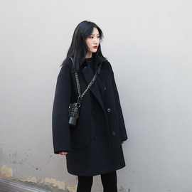 2020秋冬新款学院风BF呢子大衣女学生赫本风小个子黑色毛呢外套潮