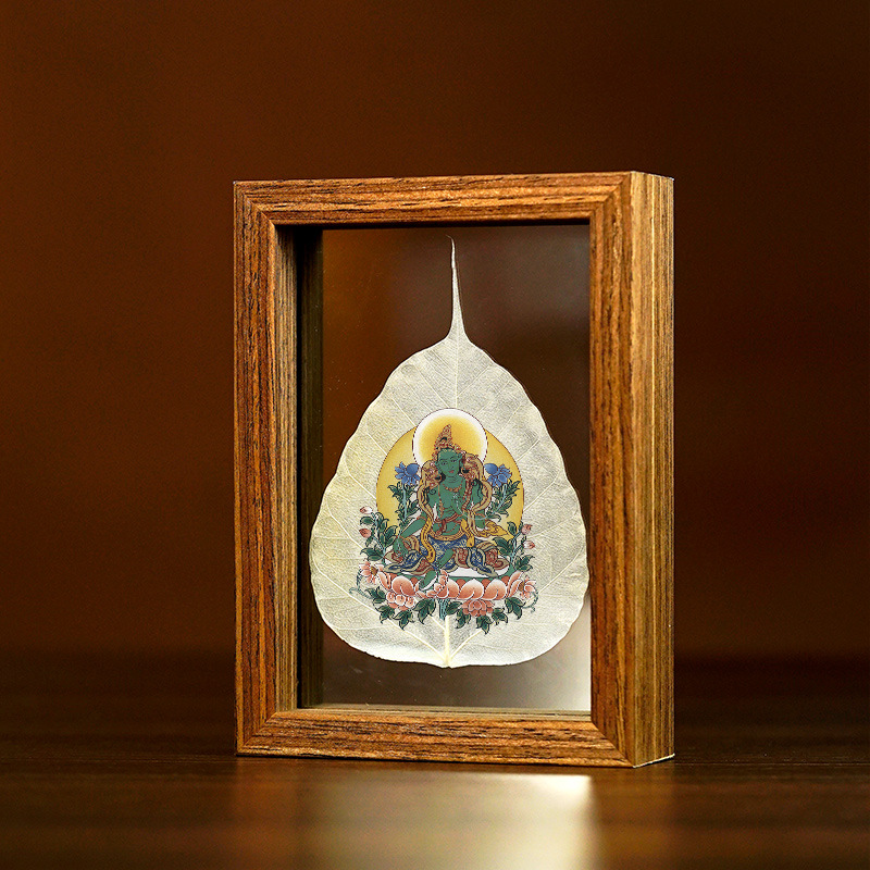 La Tabla pintada madera de la decoración de la hoja de Bodhi Zodiaco Dios amarillo del espécimen de la hoja de la riqueza puede ser cuadro fijo alta tabla transparente de la decoración de cristal