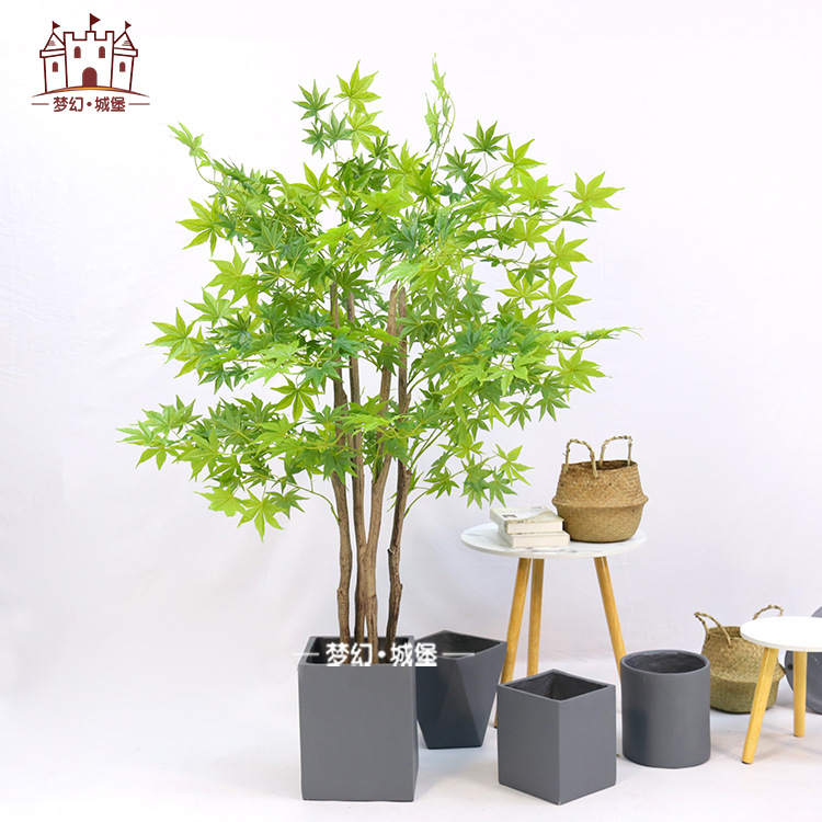 Arce artificial bonsai interior centro comercial ventana decoración bonsai decoración verde Arce Planta artificial piso plástico falso árbol