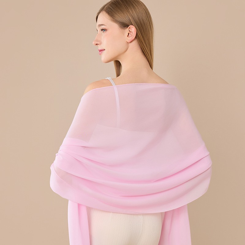 Elegant Chiffon Scarf Solid Colour Shawl For Brides And Weddings_voghion.com
