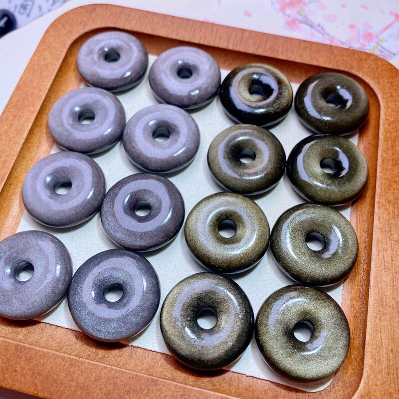 Natural Gold Obsidian Silver Stone Safety Buckle Accessories Classic Retro Simple Elegant DIY Jewelry 25mm