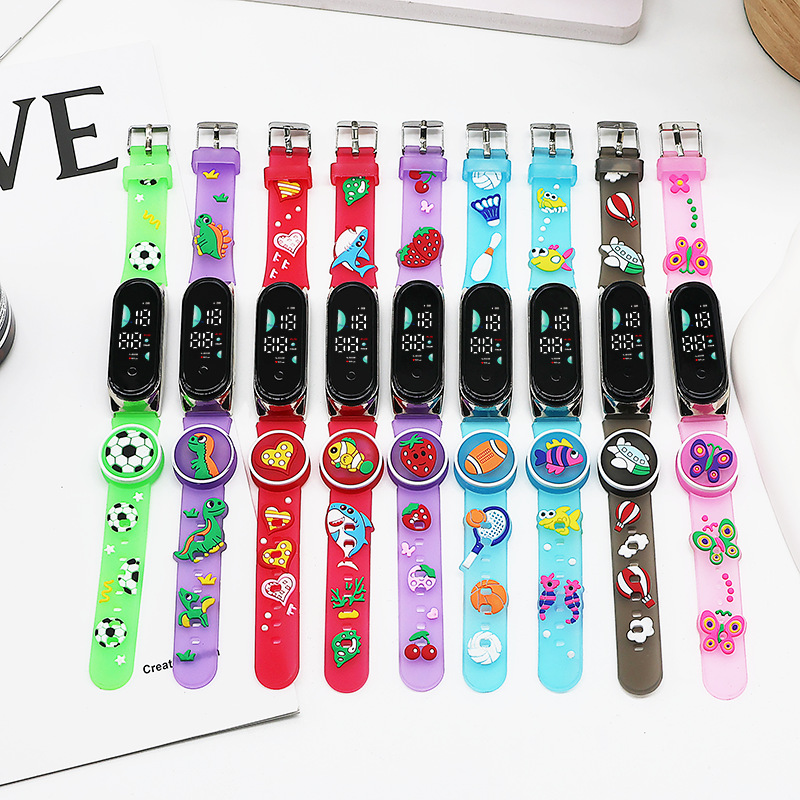 New in stock Wholesale Creative Kids Student LED Watch Cartoon Cool Flash Light Meter 9 Digital Silicone Watch