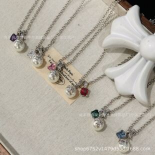 Crow Heart's new pearl pendant, sugar cube necklace, crystal cool high-end dress, gift, temperament and versatile accessories