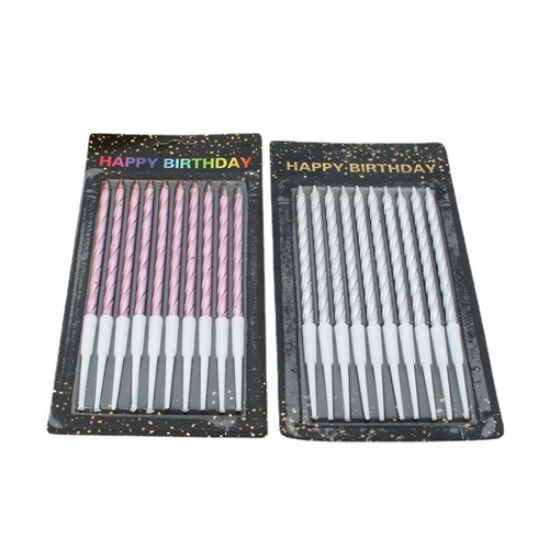 Cross-border ins gold paint 10 pcs thread children's party with base cake bakery shop decoration smokeless birthday candles