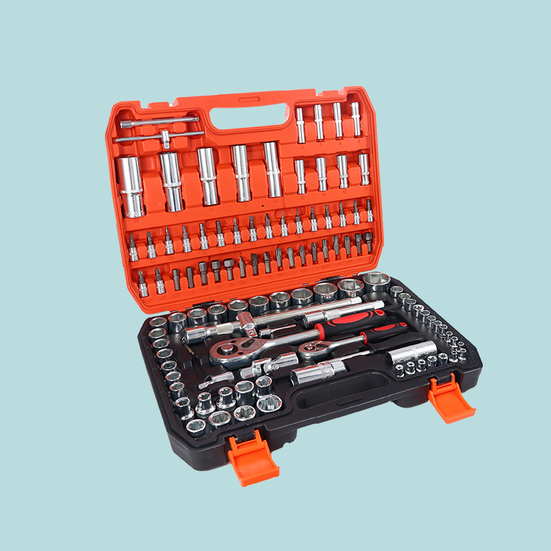 108 piezas de conjunto de herramientas conjuntas de manguito conjunto de llave de trinquete manguito conjunto de herramientas de reparación mecánica