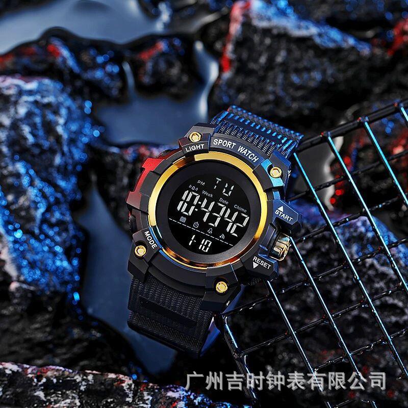 Nuevos hombres multi-funcional impermeable deportes reloj electrónico masculino estudiante de secundaria reloj montañismo al aire libre reloj de Dial grande