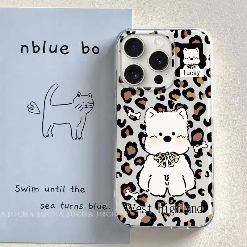 Leopard print dog-themed phone case suitable for Honor 500Pro, Huawei Mate80, Nova15, trendy P80 hard case
