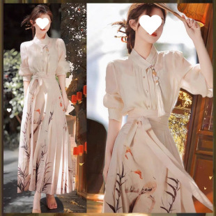 New Chinese-Style Women's Clothing, Improved Han Dynasty, Retro Girl's Slimming Look, Classic Horse-Faced Skirt, Summer Thin Suit