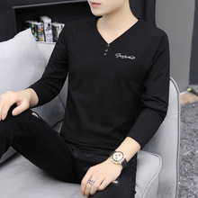 新款修身型男士长袖T恤男T恤批发青少年现货棉衣服