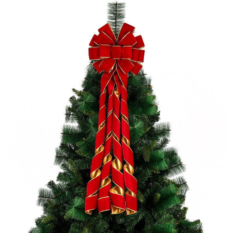 クリスマス装飾植毛両面特大リボンツリートップ装飾 DIY 手作りツリートップノットクリスマスリボン|undefined