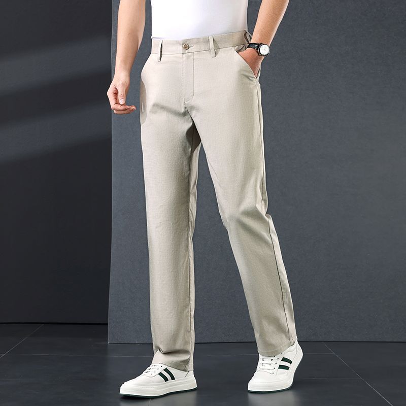 High-End Linen Casual Pants, Thin Style, Men's Trendy Loose Straight-Leg Dress Pants, 2026 Spring/Summer New Business Large Size