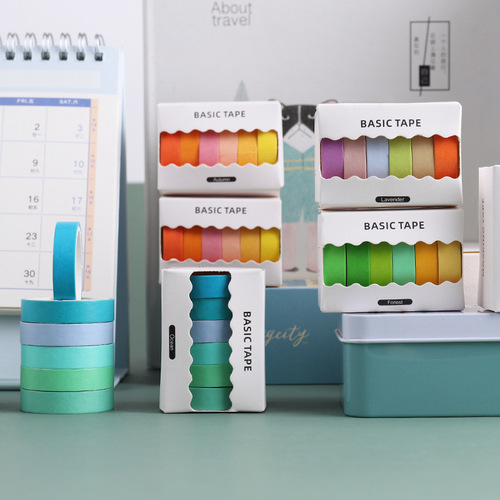 Yida Culture Cross-border Solid Color Washi Tape Set Decoration Matching Handbook Collage DIY Lifestyle Colorful Items