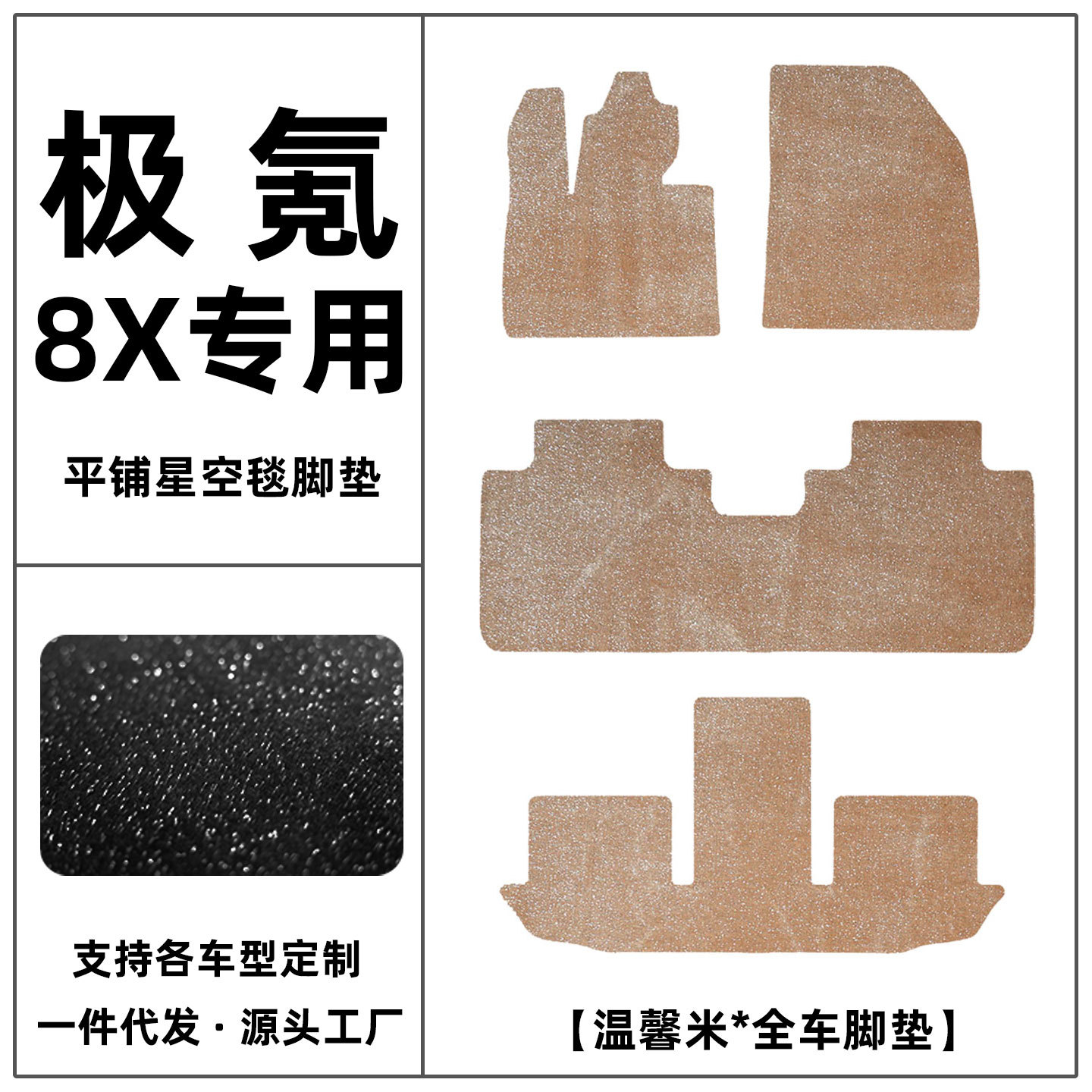 Suitable for Zeekr 8X car floor mats, starry sky design, original car suede, directly placed floor mats, suede carpet, car modification and decoration