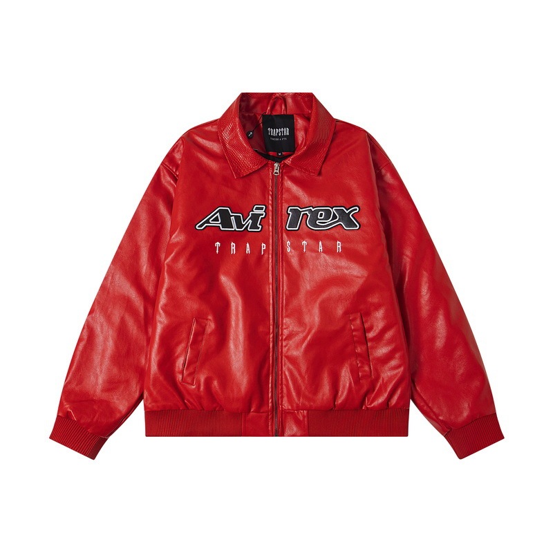 アメリカンクロスボーダー Avirex X TRAPSTAR レザージャケット キルティングジャケット ルーズ ヒップホップ ハイストリート 男女兼用|undefined