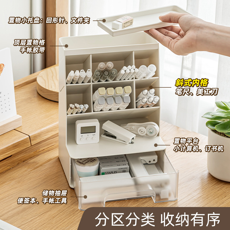 Insertar oblicuo titular de la pluma gran capacidad cajón caja almacenamiento estudiante Oficina escritorio moda creativa niños lindos Al Por Mayor