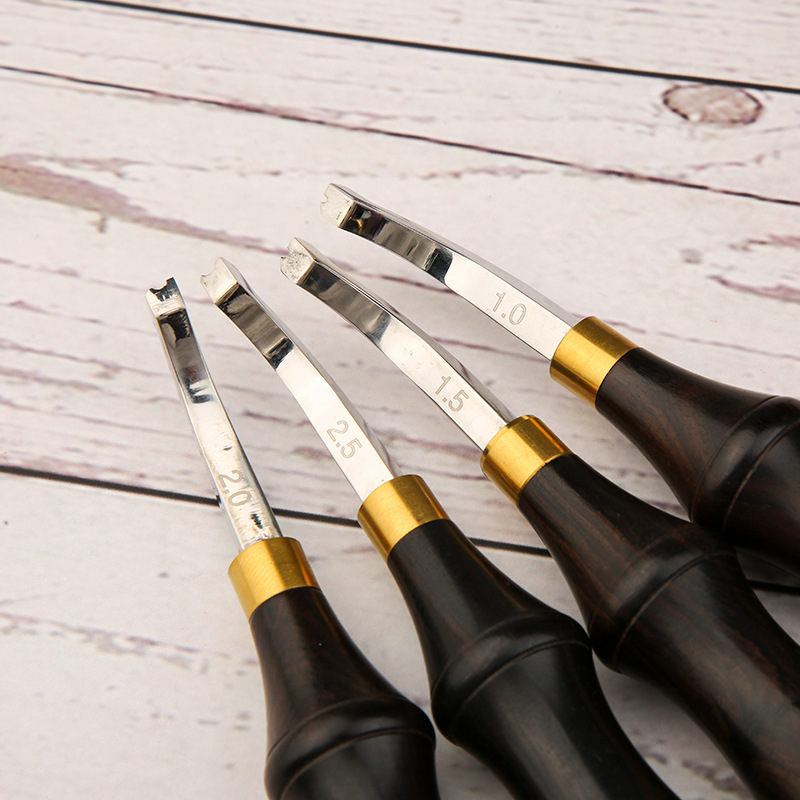 Artículos de cuero hechos a mano mango de ébano prensa de borde arqueada solitaria 1-2,5mm herramienta de recorte de cuero borde borde borde costura de cuero