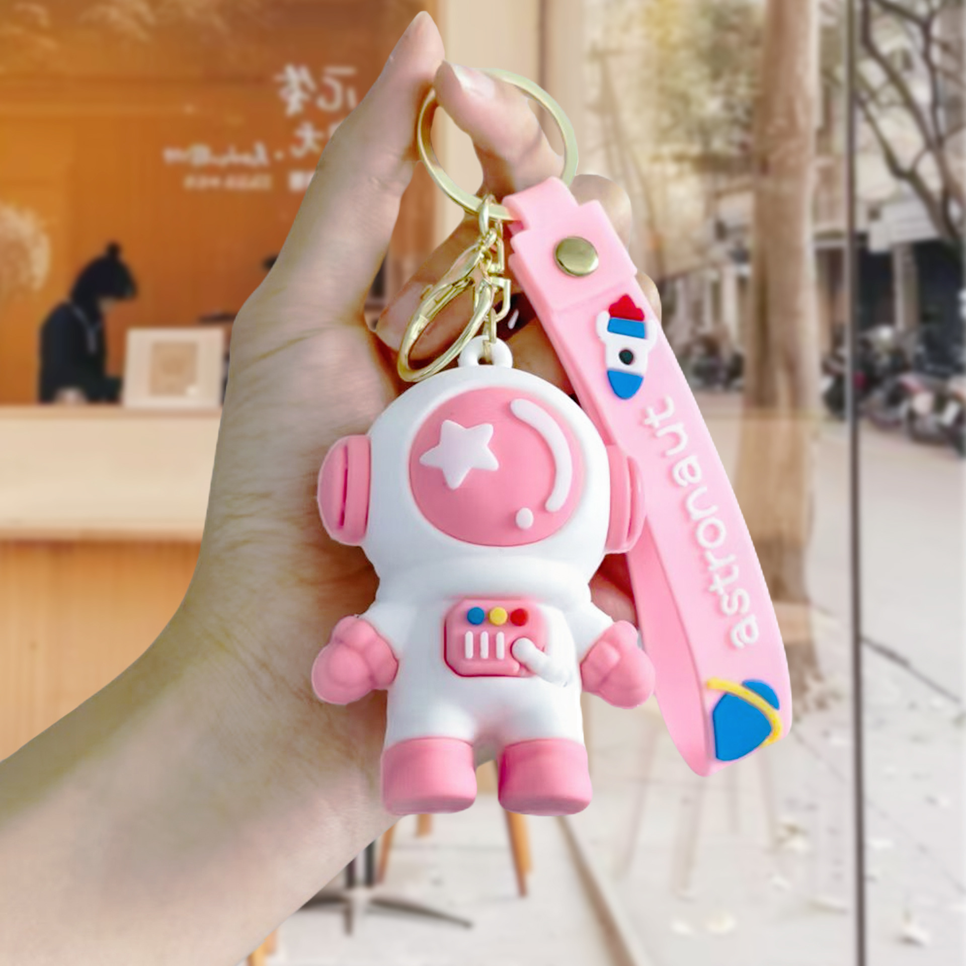 Astronautas de dibujos animados interestelares creativos astronautas muñecas colgantes de llaves regalo para niños niñas colgantes de bolsas escolares