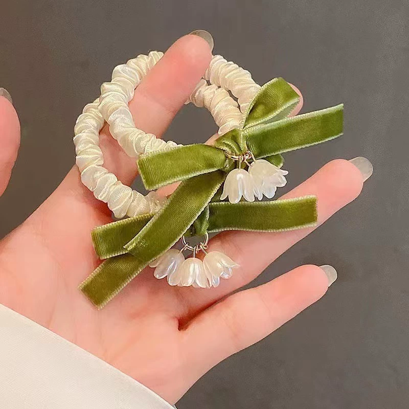 Hair rope with tassels, hair accessory, orchid, flowered