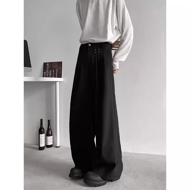 American Retro Cleanfit Black Pants Men's Straight Loose Draped Casual High-End Wide-Leg Long Pants