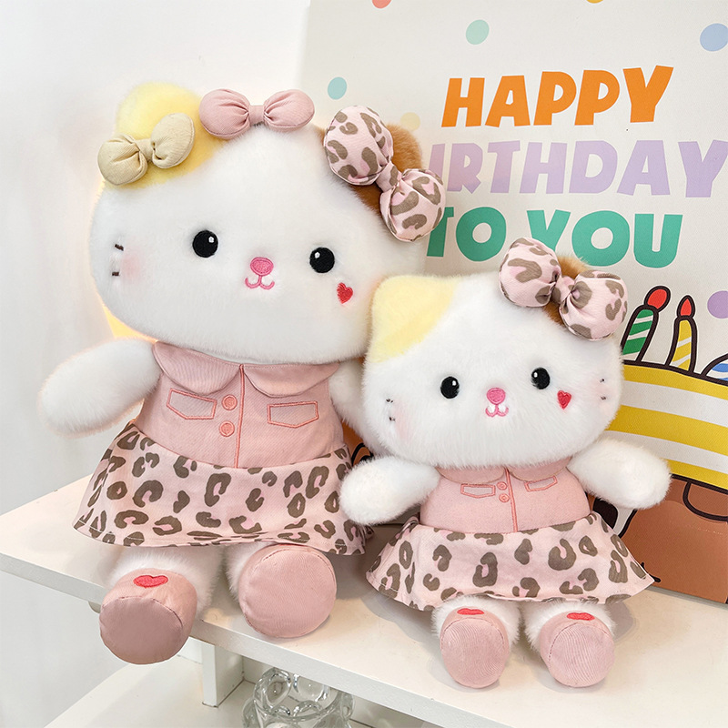 New Leopard Print Bow-Knot Cat Doll, Cute Kitten Plush Toy, Gift for Girls, Cross-Border Export Doll New Leopard Print Bow-Knot Cat Doll, Cute Kitten Plush Toy, Gift for Girls, Cross-Border Export Doll