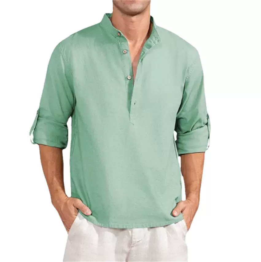 (Cross-border trading), solid long-sleeve, shirt, plus size, (Physicals), Amazon, cotton and linen