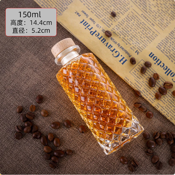 透明な小さい酒の瓶の150mlBincooの冷たいコーヒーのガラス瓶の密封の貯蔵の缶の果実の酒の分注の瓶の空の瓶|undefined