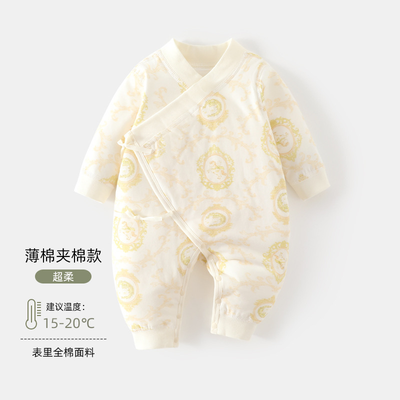 婴儿蝴蝶衣a类50克夹棉新生儿连体衣秋冬款宝宝爬服睡衣婴儿衣服|undefined