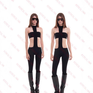 European and American Sexy Y2K Trendy Streetwear Foreign Trade Fashion Punk Halter Retro Hot Girl Slim-Fit Jumpsuit