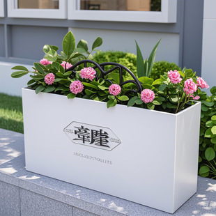 Stainless Steel Flower Box Outdoor Flower Bed Finished Flower Trough Cafe Outdoor Fence Partition Iron Flower Pot Flower Pool