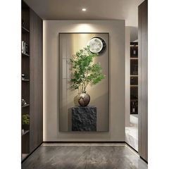 入戸玄関装飾画高級感玄幻門客間廊下背景壁壁画中国式緑植掛け絵