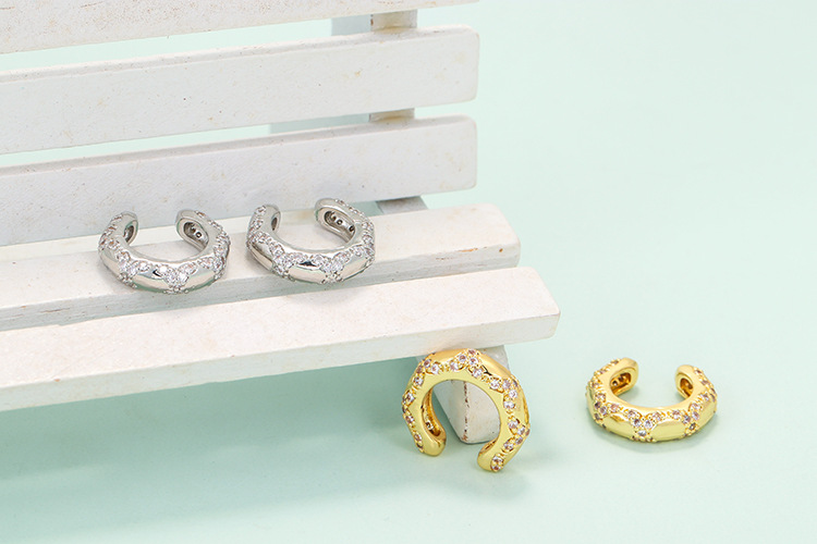 Fashion Style Wholesale Jewelry Retro Diamond Circle Copper Ear Clip Nihaojewelry