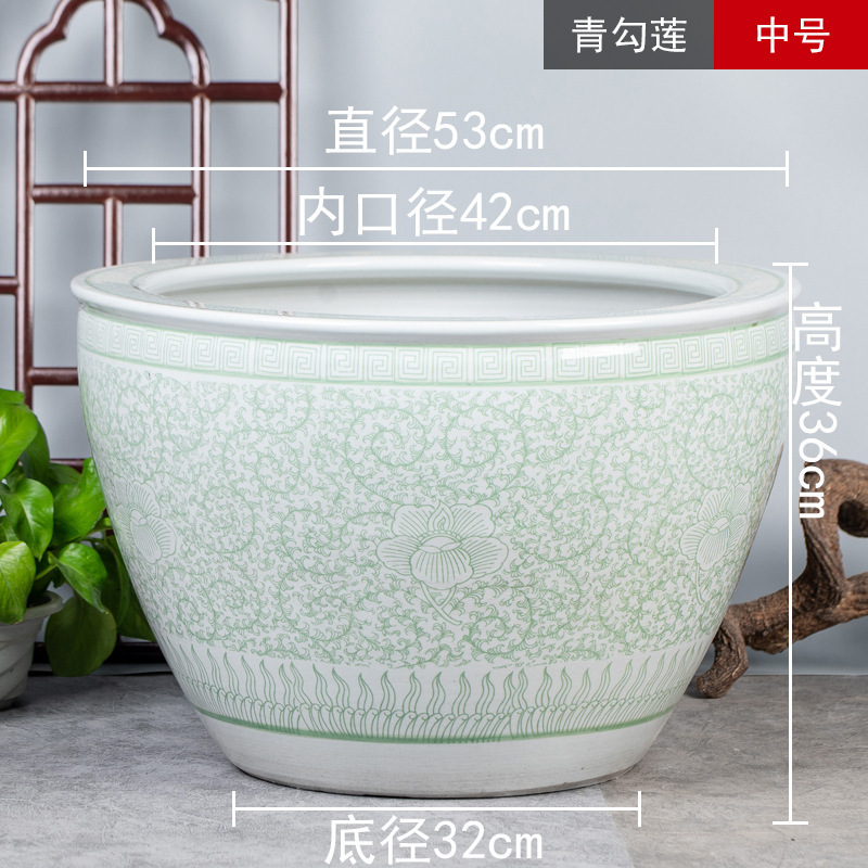 庭院大缸景德镇青花瓷水缸金鱼缸荷花碗莲睡莲盆乌龟缸酒店甲鱼缸|undefined