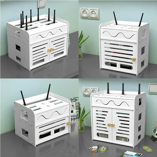 Set-top box shelf wall-mounted placement dual-purpose punch-free router patch panel storage box storage rack finishing rack Changwan