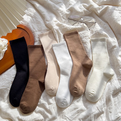 Black and White Tights for Women Spring and Autumn Solid Color Cotton College Style Pile Socks Instagram Postpartum Socks Wholesale