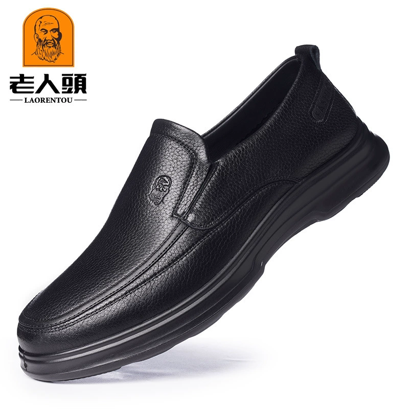 Мужская повседневная обувь из овчины Old Man's Head, костюм с круглым носком, популярный стиль, универсальная мягкая и нежная повседневная кожаная обувь, 2017 г.