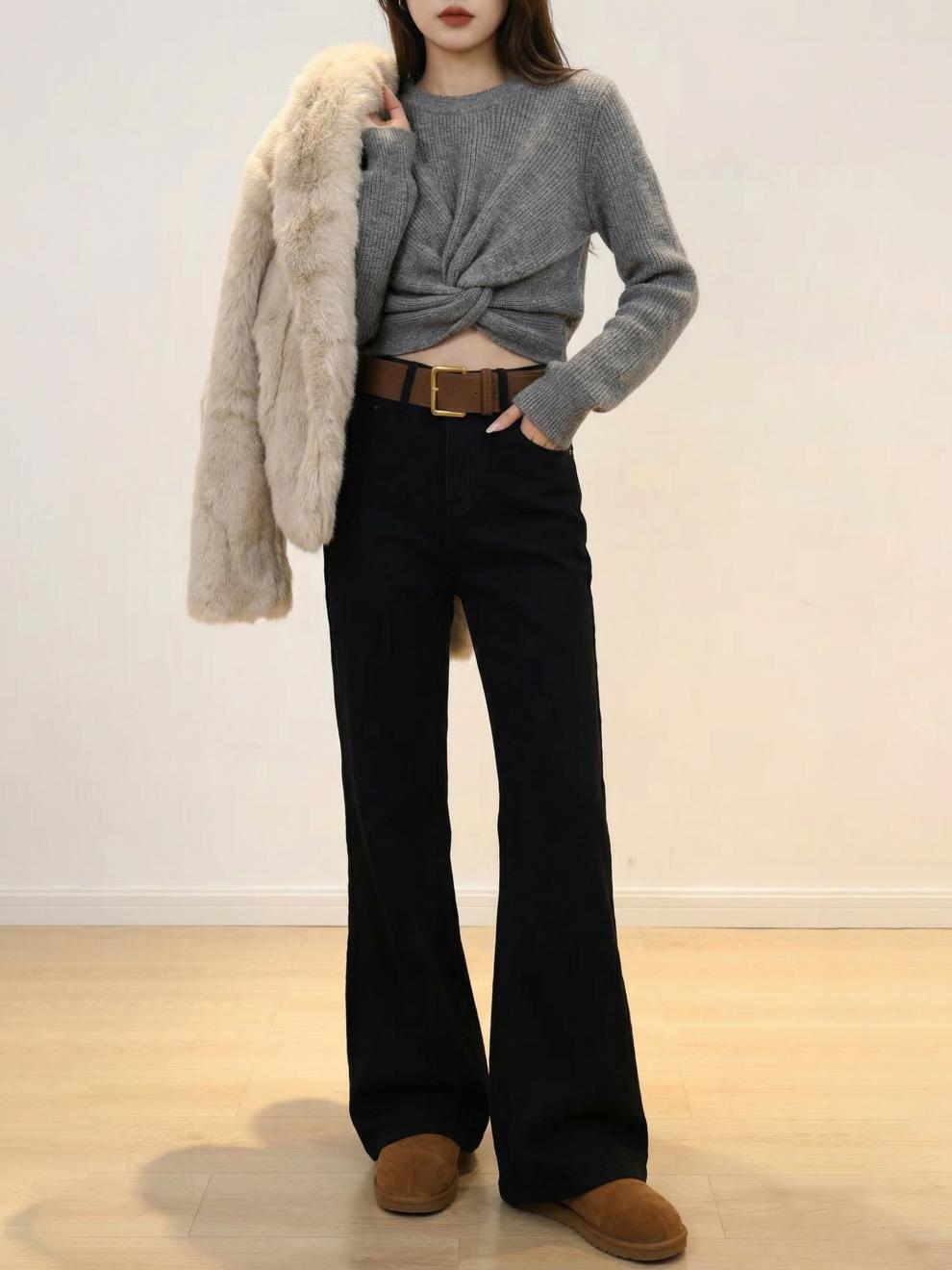 Women's High-rise White Embroidered Flared Jeans Boho Style Spring_voghion.com