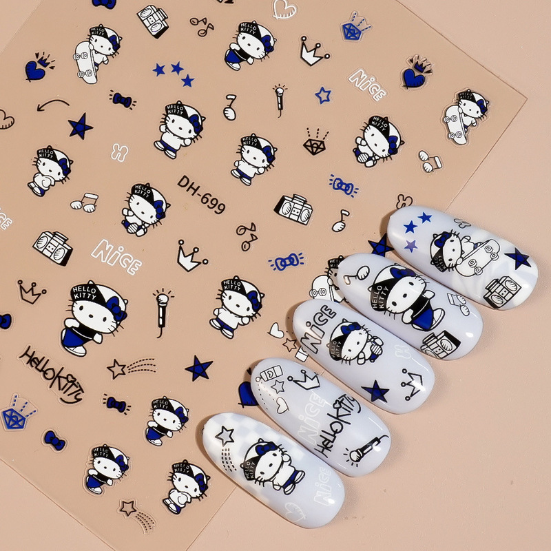 Redanco New 3D Explosions Cartoon Cute Kt Hello Kitty Nail Art Sticker Adhesive Nail Decal DH-699